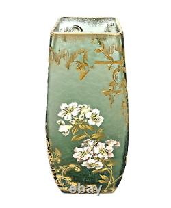 Fine Legras Mont Joye French Art Nouveau Gilt Enamel Cameo Glass Vase Lilies 12