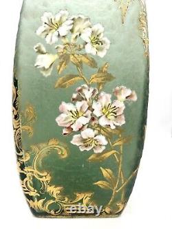 Fine Legras Mont Joye French Art Nouveau Gilt Enamel Cameo Glass Vase Lilies 12