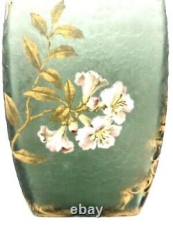Fine Legras Mont Joye French Art Nouveau Gilt Enamel Cameo Glass Vase Lilies 12