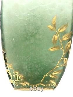 Fine Legras Mont Joye French Art Nouveau Gilt Enamel Cameo Glass Vase Lilies 12