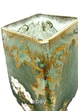Fine Legras Mont Joye French Art Nouveau Gilt Enamel Cameo Glass Vase Lilies 12