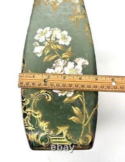 Fine Legras Mont Joye French Art Nouveau Gilt Enamel Cameo Glass Vase Lilies 12