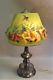 Fine Original Pairpoint Puffy Art Glass Lamp With Birds & Flowers C. 1920 Antique