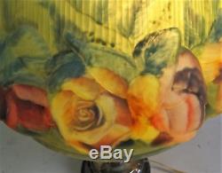 Fine Original PAIRPOINT PUFFY Art Glass Lamp with Birds & Flowers c. 1920 antique