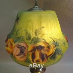 Fine Original PAIRPOINT PUFFY Art Glass Lamp with Birds & Flowers c. 1920 antique