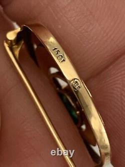 Fine Quality MURRLE BENNETT Art Nouveau 15ct Gold Cabouchon Green Stone Brooch