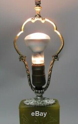 Fine STEUBEN YELLOW JADE Acid-Cut-Back Art Glass Lamp c. 1920s antique
