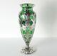 Fine Silver Overlay On Green Glass Vase, Elegant Floral Designs Alvin