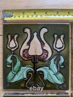 Four Art Nouveau Fireplace Tiles 3 Tulip Design