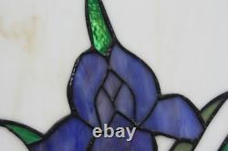 Four Vintage Murano Stained Glass Panels Blue Green Iris Art Nouveau. 17cm x 27cm