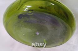 Francois Legras'Nancy' Art Nouveau Enamelled Poppy Green Glass Vase. C1900
