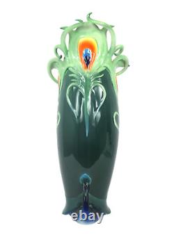 Franz Peacock Large 42cm Porcelain Vase Art Nouveau Style Rare