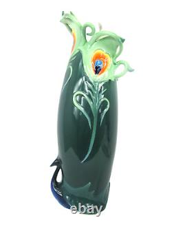 Franz Peacock Large 42cm Porcelain Vase Art Nouveau Style Rare