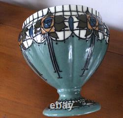 Frederick Rhead Pair Of Trellis Vases Tube Lined Wood &Son Rare Colour