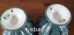 Frederick Rhead Pair Of Trellis Vases Tube Lined Wood &Son Rare Colour