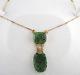Free Eu Shipping! Art Nouveau Rich Spinach Green & Flower Antique 14kt Necklace