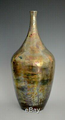 Freiwald Art Pottery Studio feelie bottle art nouveau luster lava massier 13.5