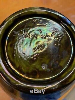 Freiwald Art Pottery Studio feelie bottle art nouveau luster lava massier 13.5