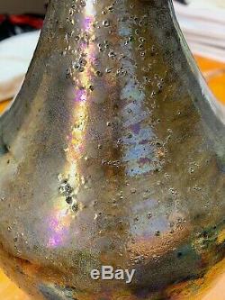 Freiwald Art Pottery Studio feelie bottle art nouveau luster lava massier 13.5