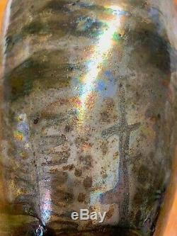 Freiwald Art Pottery Studio feelie bottle art nouveau luster lava massier 13.5