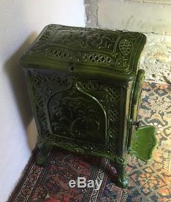 French Art Nouveau Front Loading Woodburning Stove Restored With New Firebox