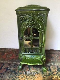 French Art Nouveau Front Loading Woodburning Stove Restored With New Firebox