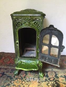 French Art Nouveau Front Loading Woodburning Stove Restored With New Firebox