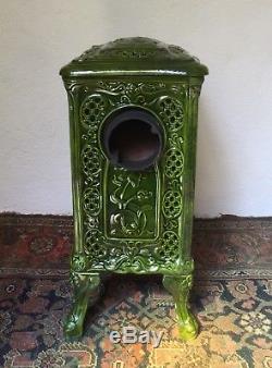 French Art Nouveau Front Loading Woodburning Stove Restored With New Firebox