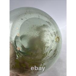 French Art Nouveau Mont Joy Legras Vase Green Glass Gold Enamel 10 Tall
