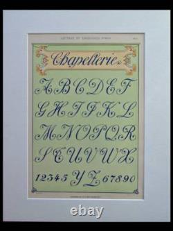 French Art Nouveau Shop Sign 1905 Lithograph Typefaces, Bordere, Alphabet