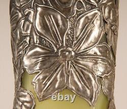 French Art Nouveau cases glass paste pewter jewelled vases Art glass Pate verre