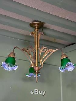 French Art Nouveau Three Light Pendant, French Style Ceiling Lamp Shades