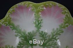 French St Clement 19th Century Pink & Green Oyster Plate Seafood Dish
