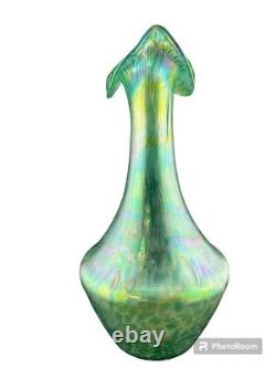 Fritz Heckert Changeant Pattern Green Art Nouveau Vase Otto Tham