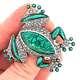 Frog Pin Brooch Art Nouveau 925 Sterling Silver Set With Enamel & Marcasite