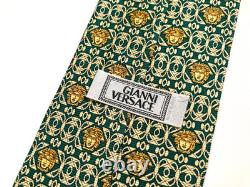 GIANNI VERSACE VINTAGE'90s BAROQUE MEDUSA HEAD TIE ART NOUVEAU ITALY GREEN
