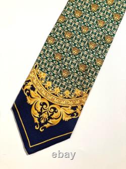 GIANNI VERSACE VINTAGE'90s BAROQUE MEDUSA HEAD TIE ART NOUVEAU ITALY GREEN