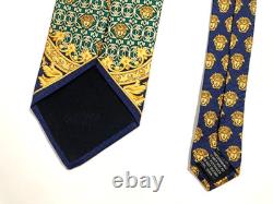 GIANNI VERSACE VINTAGE'90s BAROQUE MEDUSA HEAD TIE ART NOUVEAU ITALY GREEN