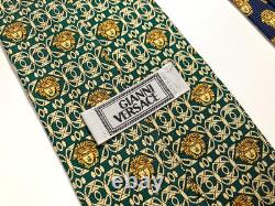GIANNI VERSACE VINTAGE'90s BAROQUE MEDUSA HEAD TIE ART NOUVEAU ITALY GREEN