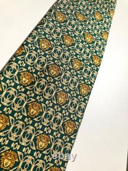 GIANNI VERSACE VINTAGE'90s BAROQUE MEDUSA HEAD TIE ART NOUVEAU ITALY GREEN