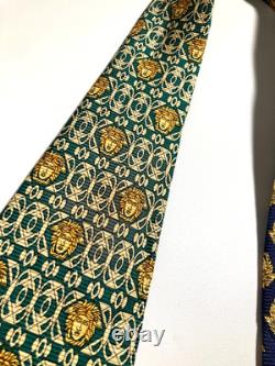 GIANNI VERSACE VINTAGE'90s BAROQUE MEDUSA HEAD TIE ART NOUVEAU ITALY GREEN