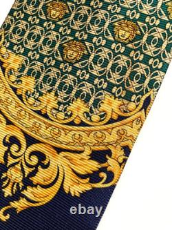 GIANNI VERSACE VINTAGE'90s BAROQUE MEDUSA HEAD TIE ART NOUVEAU ITALY GREEN