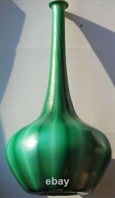 GIANT 18 DURAND Glass Green Ribbed Optic Genie Bottle