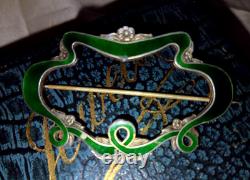 GIFT BOXED? ART NOUVEAU Antique STERLING SILVER Enamelled Vintage Brooch