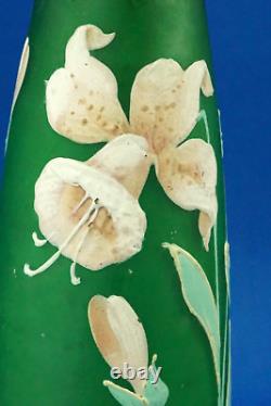 GLASS VASE France end 1800 1900 Art Nouveau Lily Flowers Gallè Daum Legras style