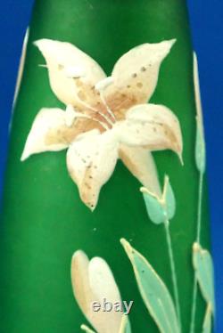 GLASS VASE France end 1800 1900 Art Nouveau Lily Flowers Gallè Daum Legras style