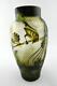 Galle Inspired Art Nouveau Style Cut Cameo Art Glass Vase Birds And Pinecones