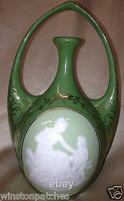 Gebruder Heubach Schutz Marke Pate-sur-pate Cameo Vase 7 Art Nouveau Germany