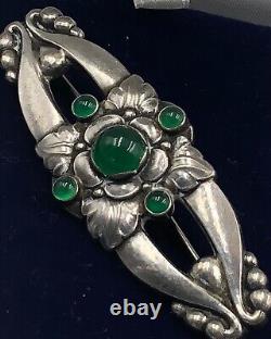 Georg Jensen Early Outstanding Art Nouveau Sterling Silver Flower Brooch Signed