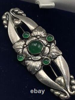 Georg Jensen Early Outstanding Art Nouveau Sterling Silver Flower Brooch Signed